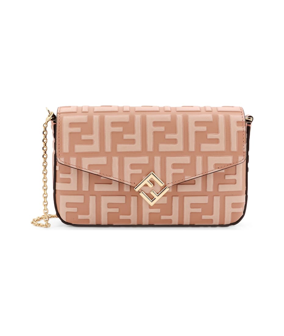 FENDI(フェンディ)関税送料込み FF Diamond Chain wallet bag FF Diamonds Continental With Chain Leather Black | Fendi