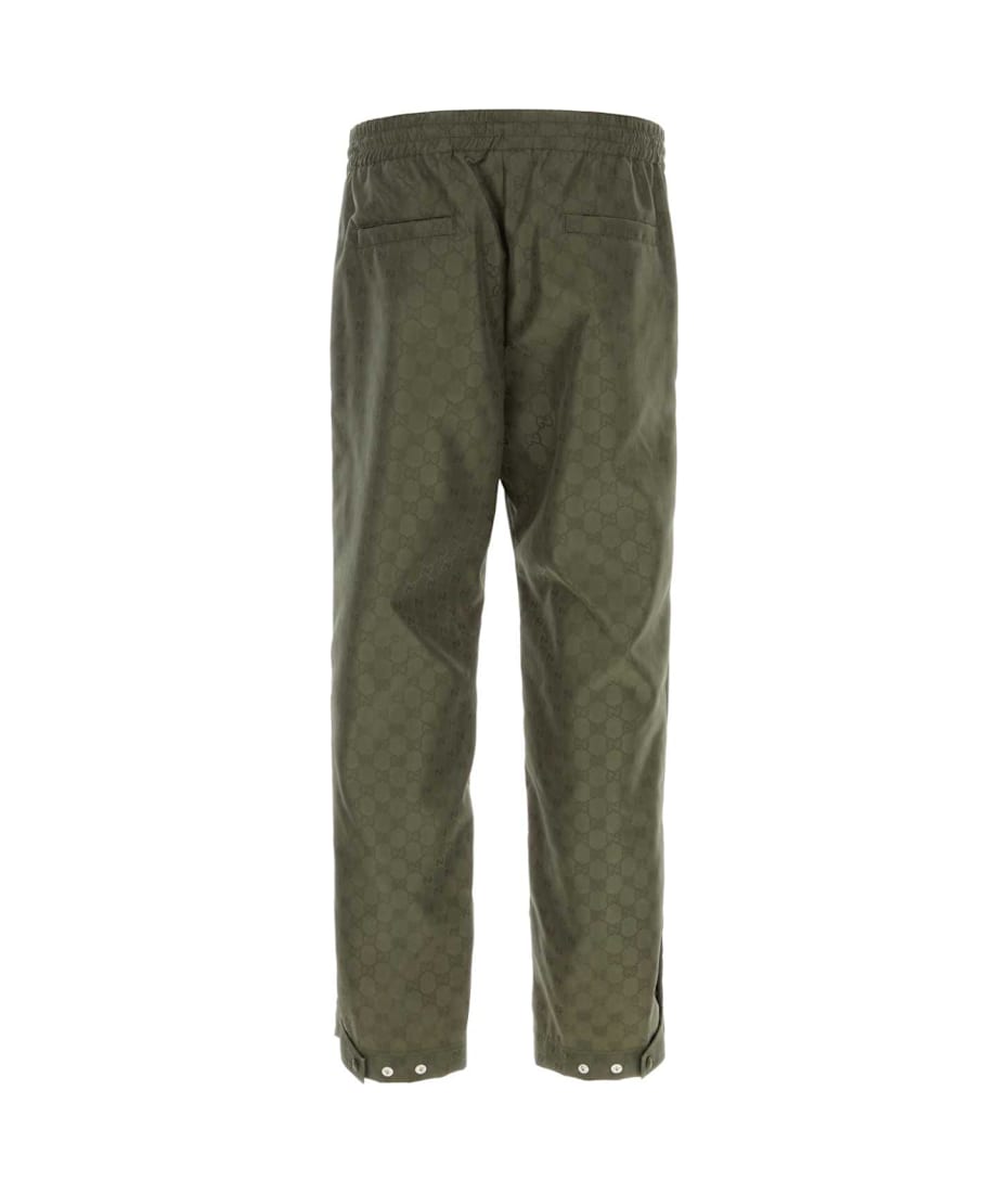 【関税&送料込】Gucci Olive Green Gg Fabric Pant GUCCI - Summer Gg Supreme Linen Blend Pants Gucci