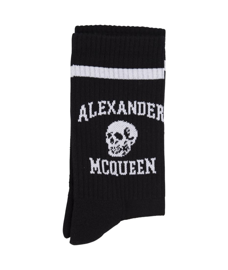 Alexander McQueen Logo Skull Socks In Black italist, ALWAYS LIKE