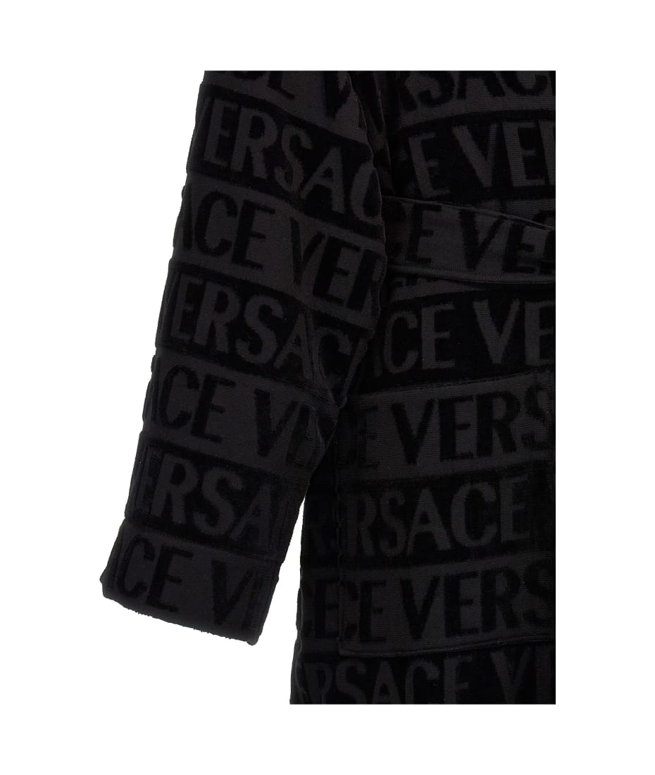 Versace 'versace Allover' Bathrobe - Black  