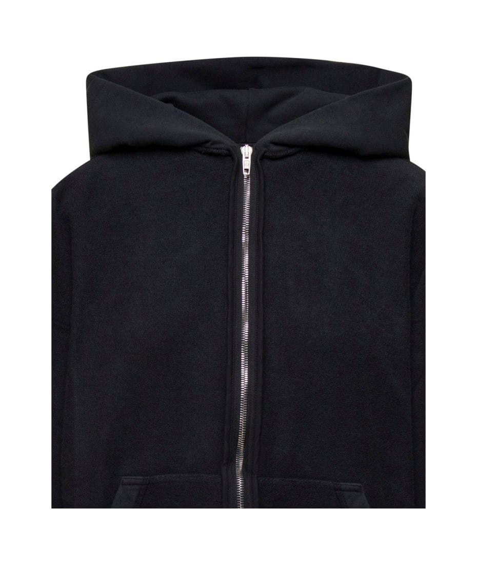 Balenciaga Logo Printed Zipped Hoodie - BLACK