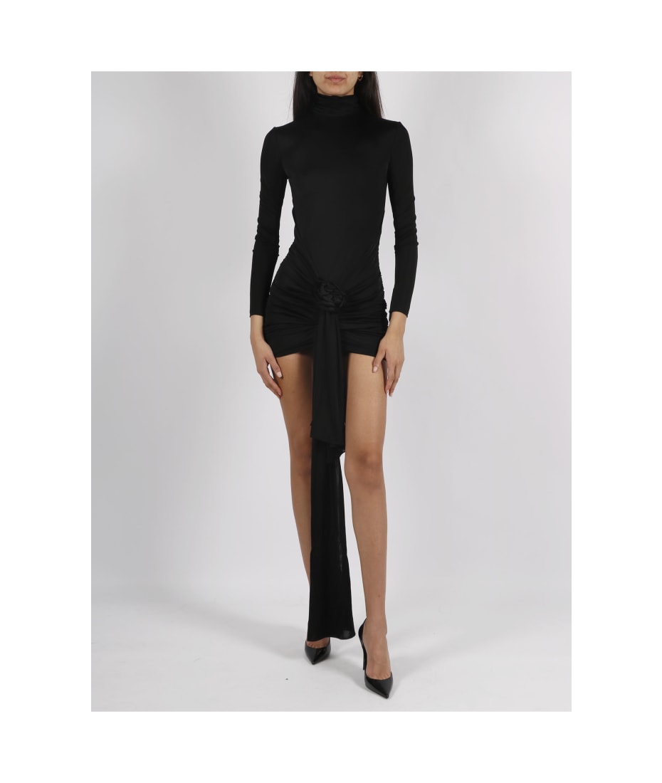 Saint Laurent Shiny Jersey Draped Dress | italist