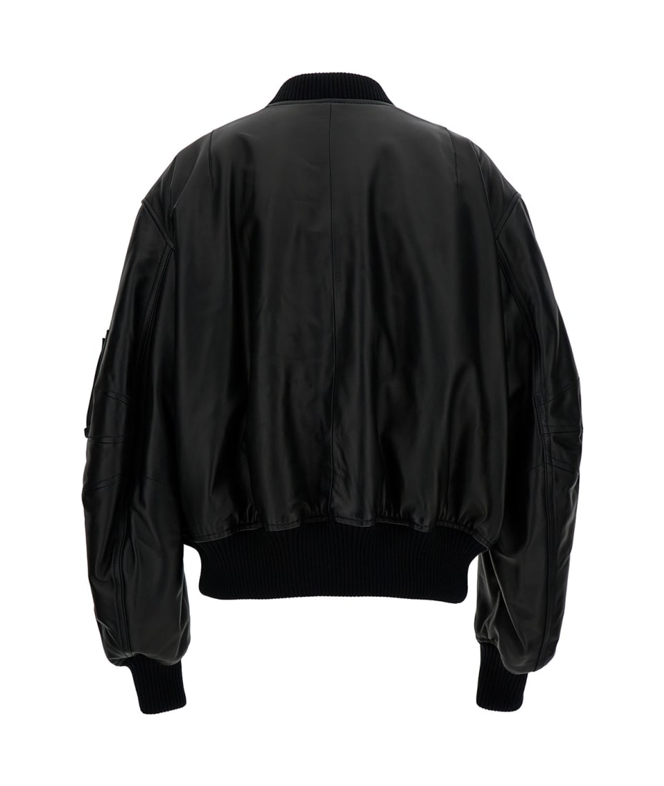 The Attico anja Black Oversized Bomber Jacket With Pocket In