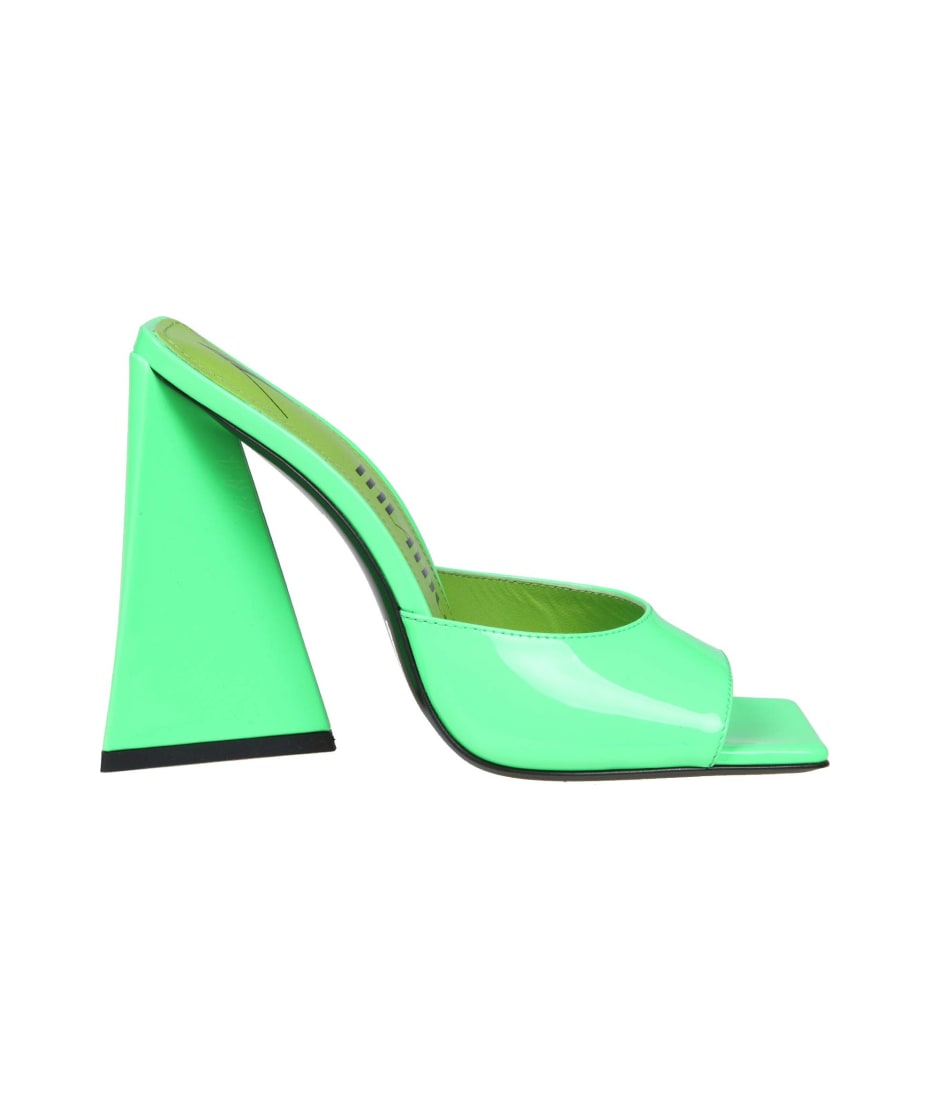 サンダル・ミュール THE ATTICO LAMINATED LEATHER DEVON MULE Devon faux leather mules in green - The Attico | Mytheresa