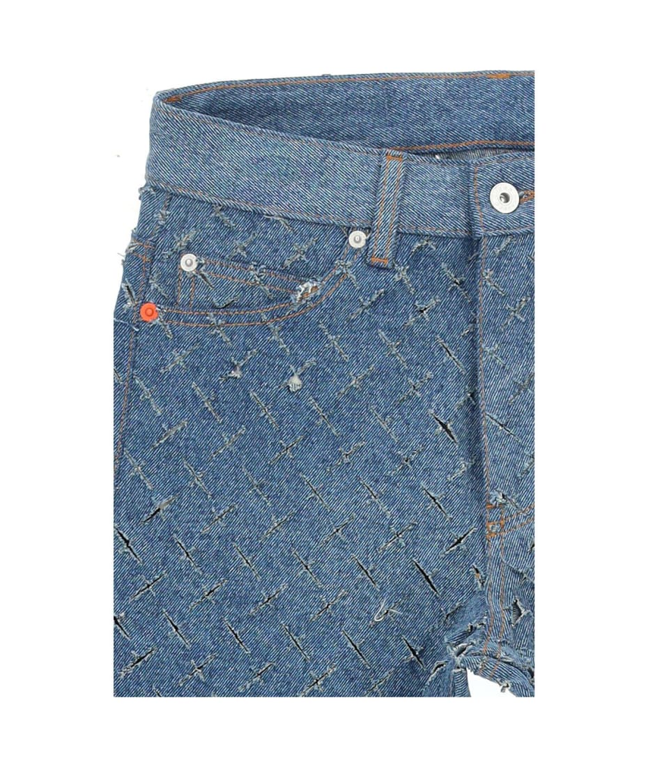 HERON PRESTON Razor Cut Logo Patch Jeans