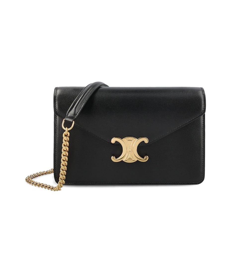 ★関税込み★ Celine Margo Chain Wallet Celine Margo Logo Plaque Wallet On Chain Bag | italist