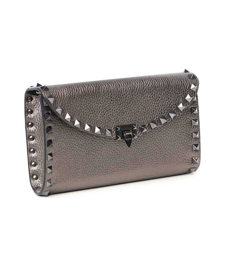 長財布 Valentino Garavani Rockstud Wallet On Chain Rockstud Wallet With Chain In Grainy Calfskin for Woman in