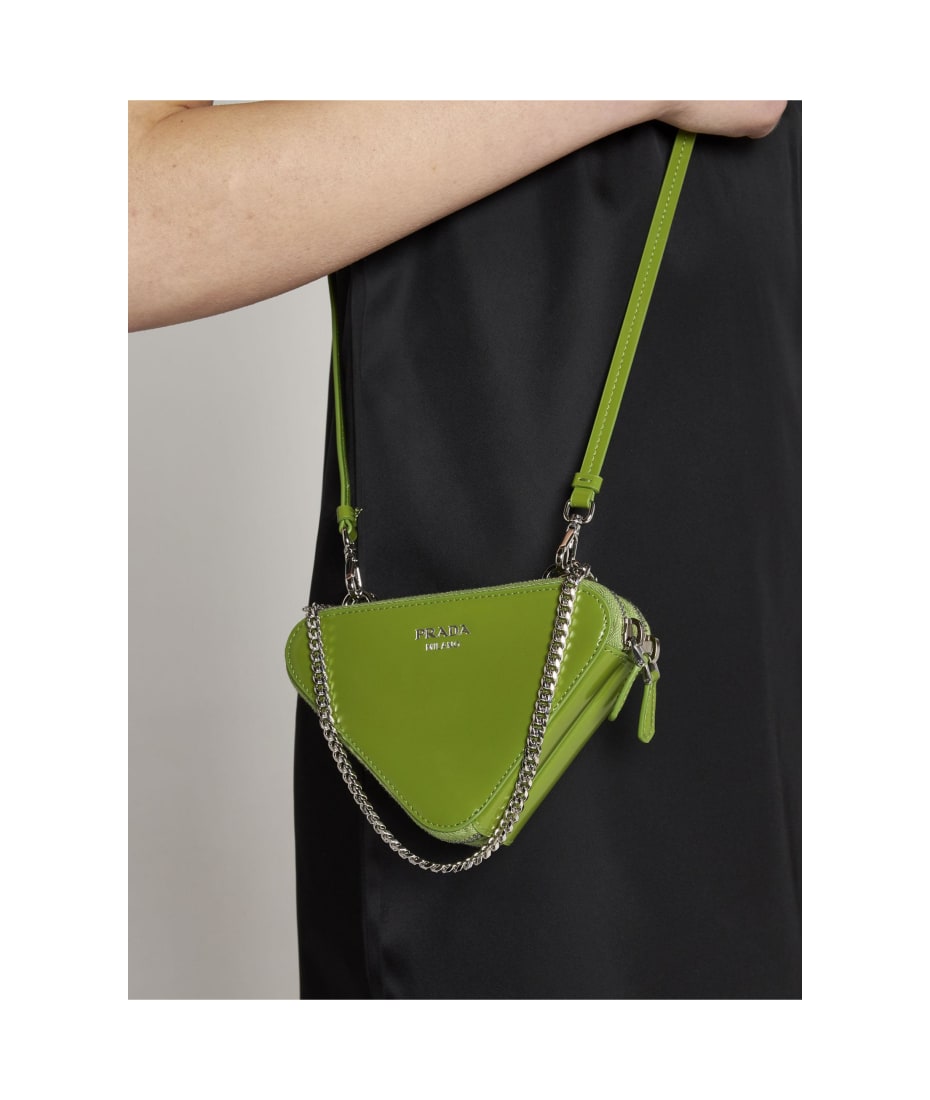 Prada Womens Triangle Leather Crossbody Bag – Bluefly