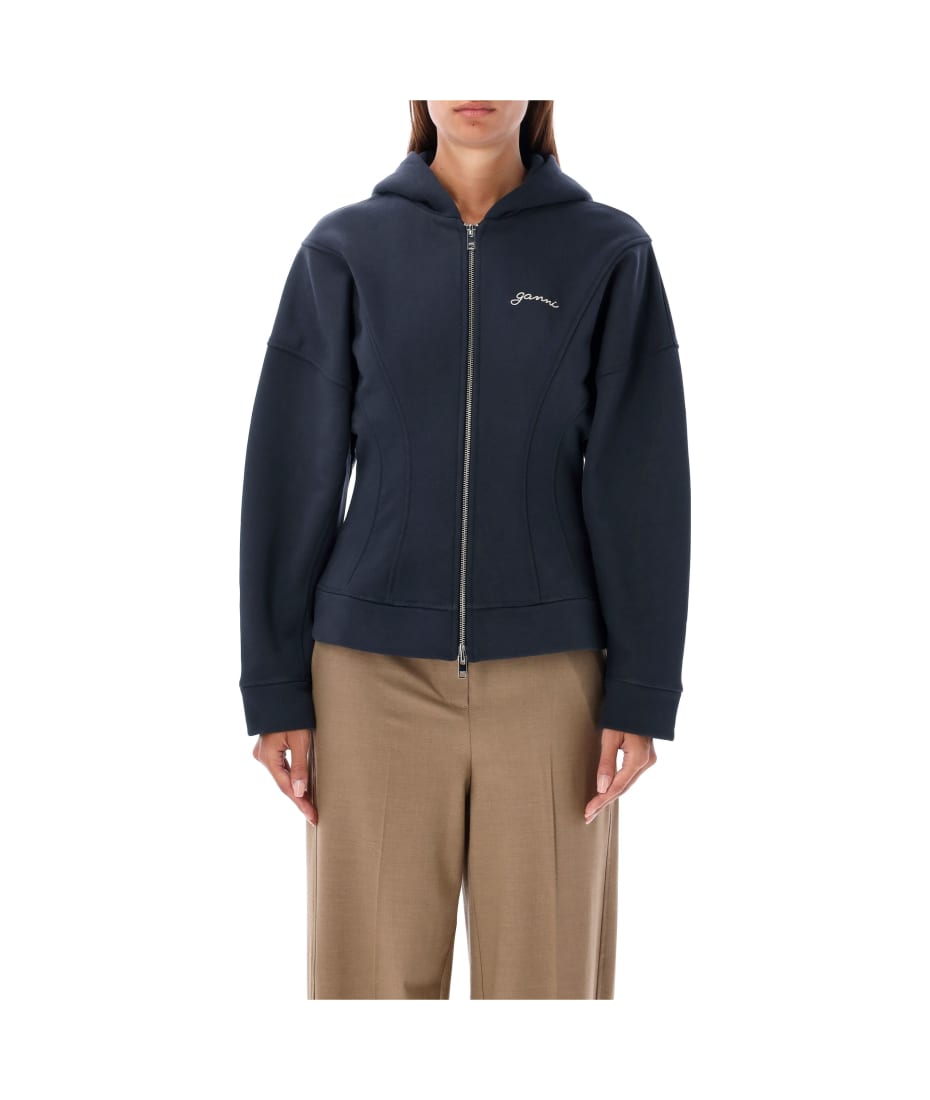 トップス GANNI Heavy Fleece Zip Hoodie Ganni Heavy Fleece Zip Hoodie – Aria