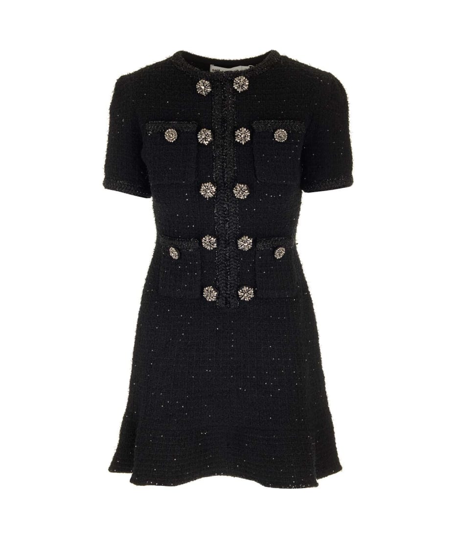 【送料&関税込】self-portrait Black Tweed Mini Dress self-portrait Black Tweed Mini Dress | italist