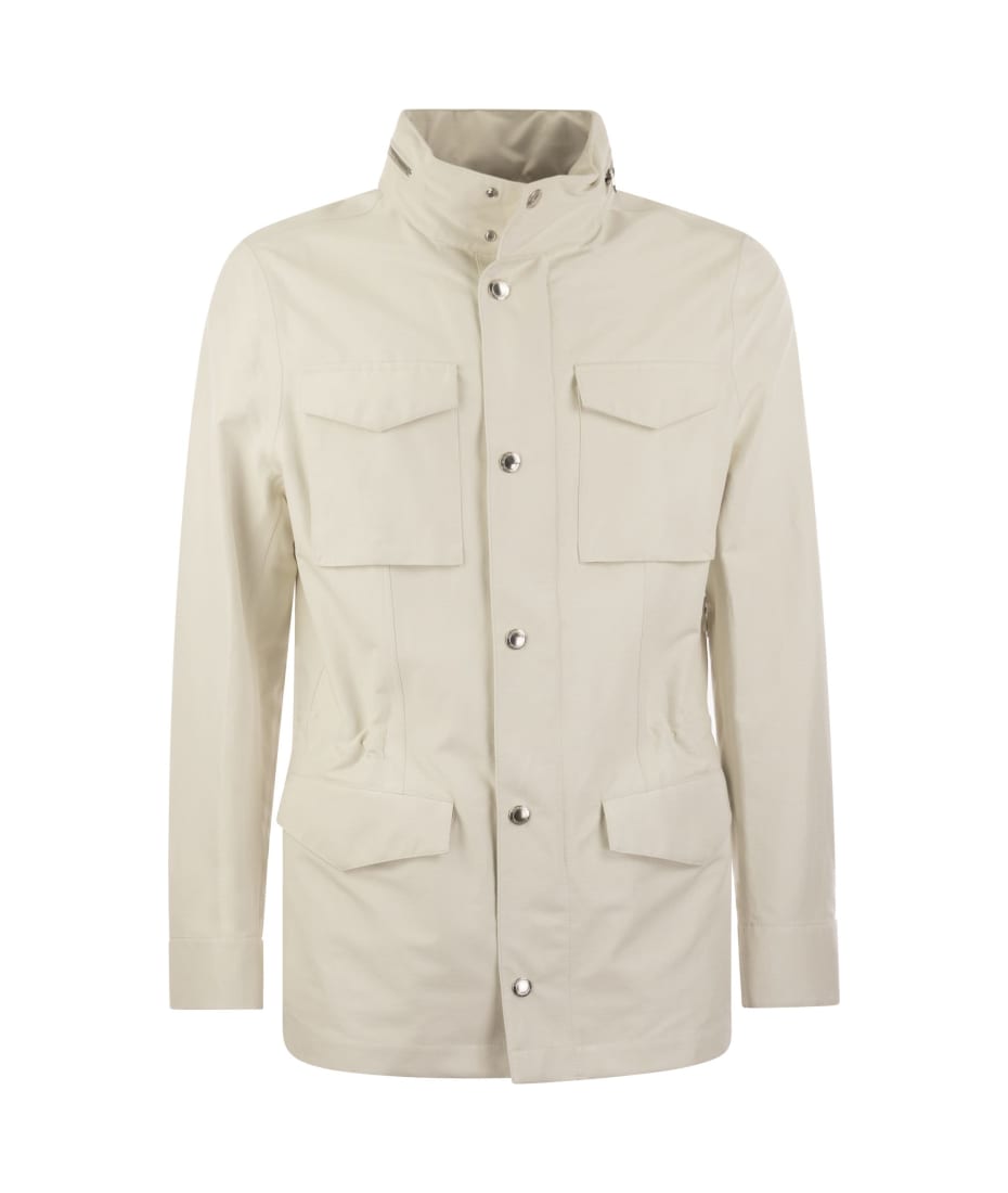 Brunello Cucinelli Field Jacket In Linen And Silk Membrane