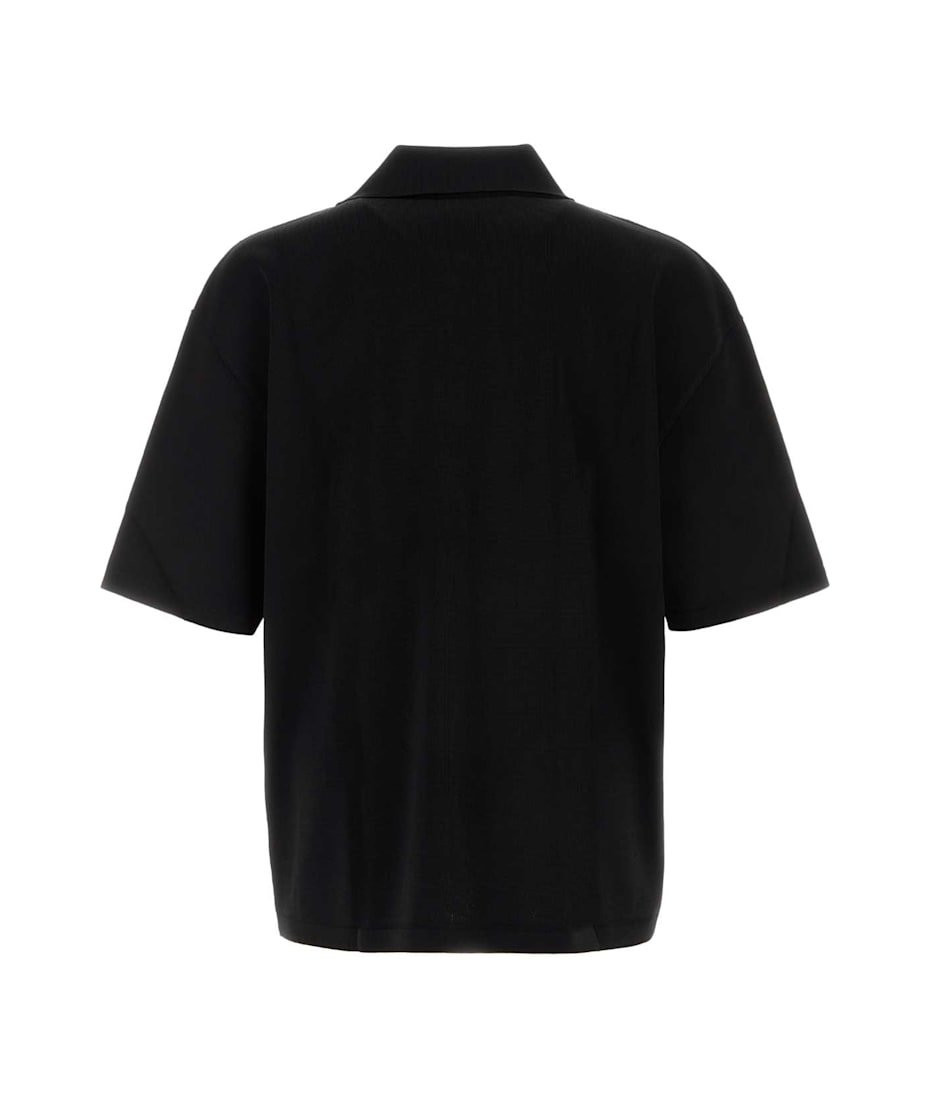 Black Viscose Blend Oversize Polo Shirt