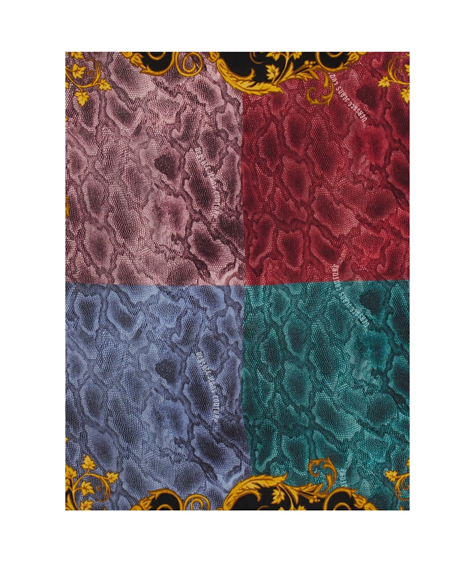 スカーフ Versace Jeans Couture Silk Scarf VERSACE JEANS COUTURE Black/Gold Charm Link Baroque Print