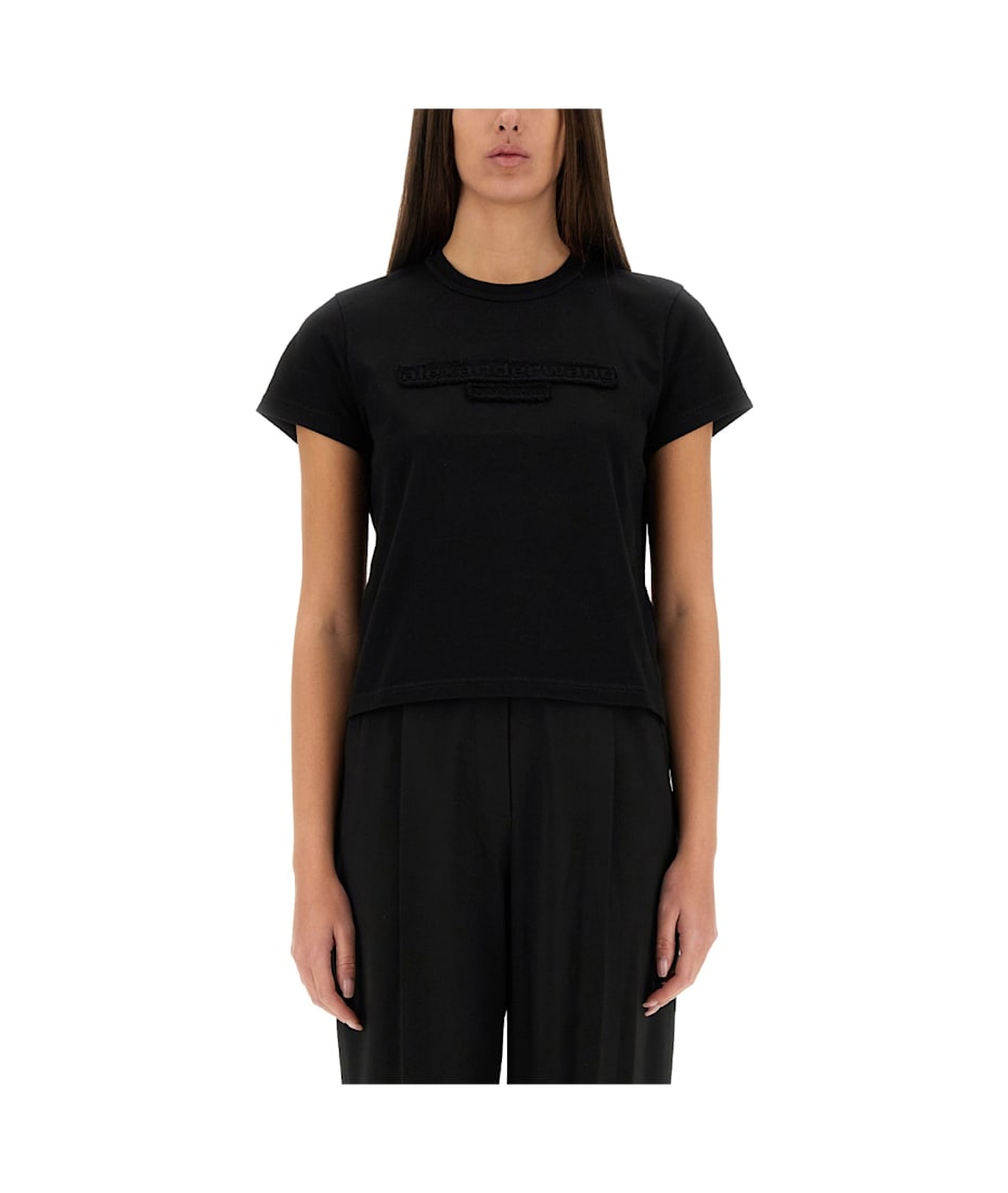 【関税&送料込】Alexander Wang Embossed Logo T-Shirt Alexander Wang logo-embossed T-shirt | White | FARFETCH
