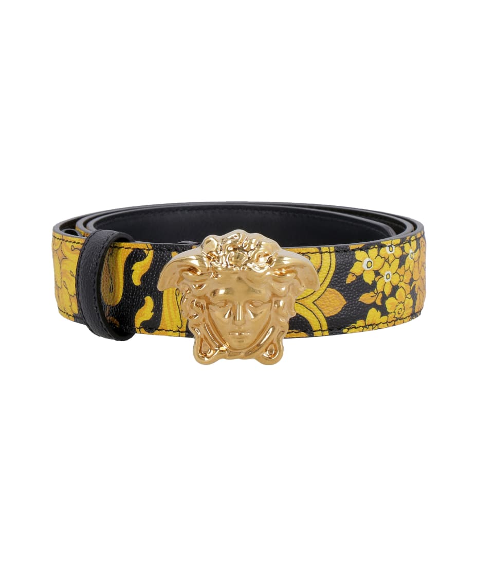 Versace Leather Belt With Buckle - black