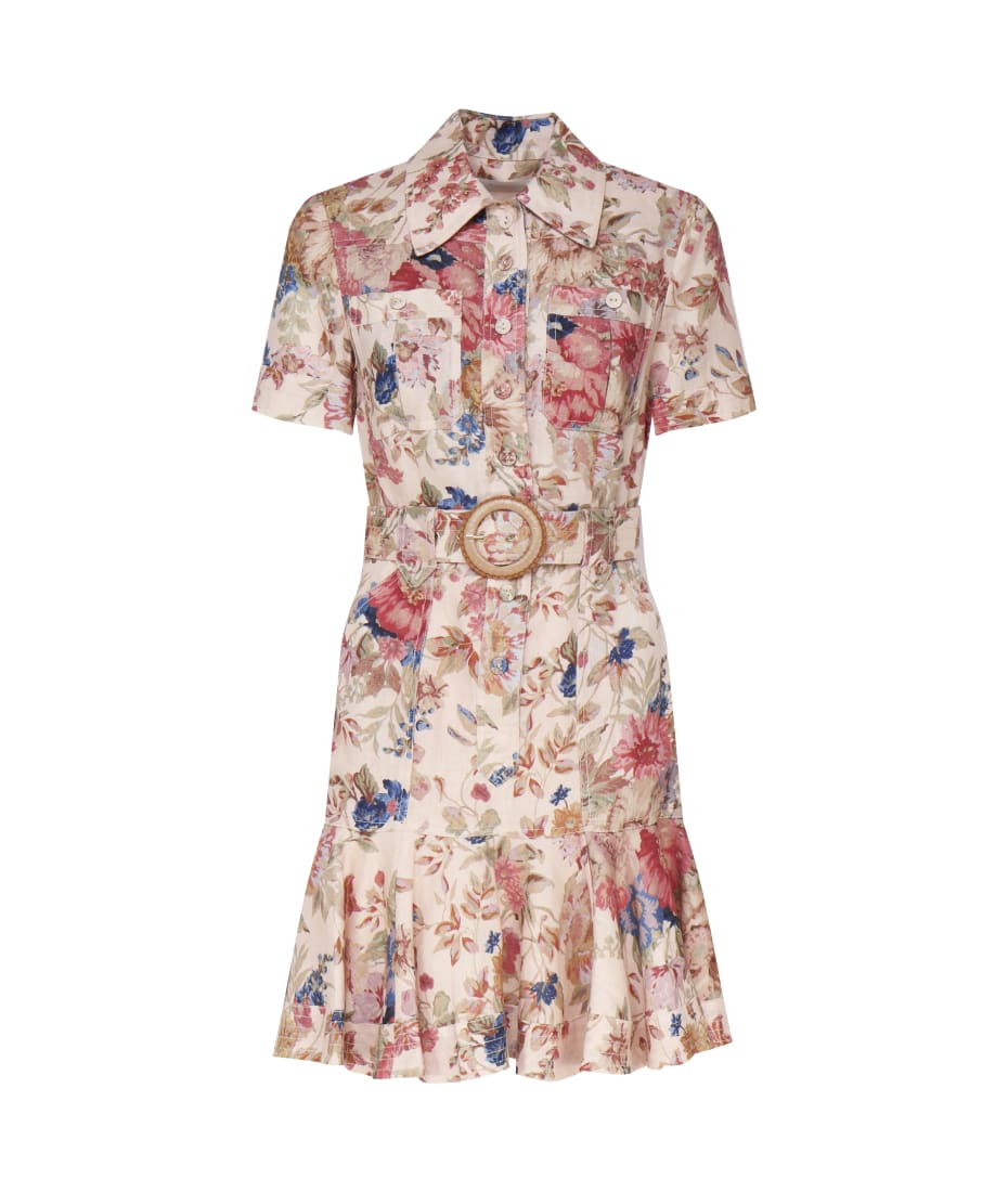 line midi dress Floral Multicolor Stripe Cotton Midi Dress