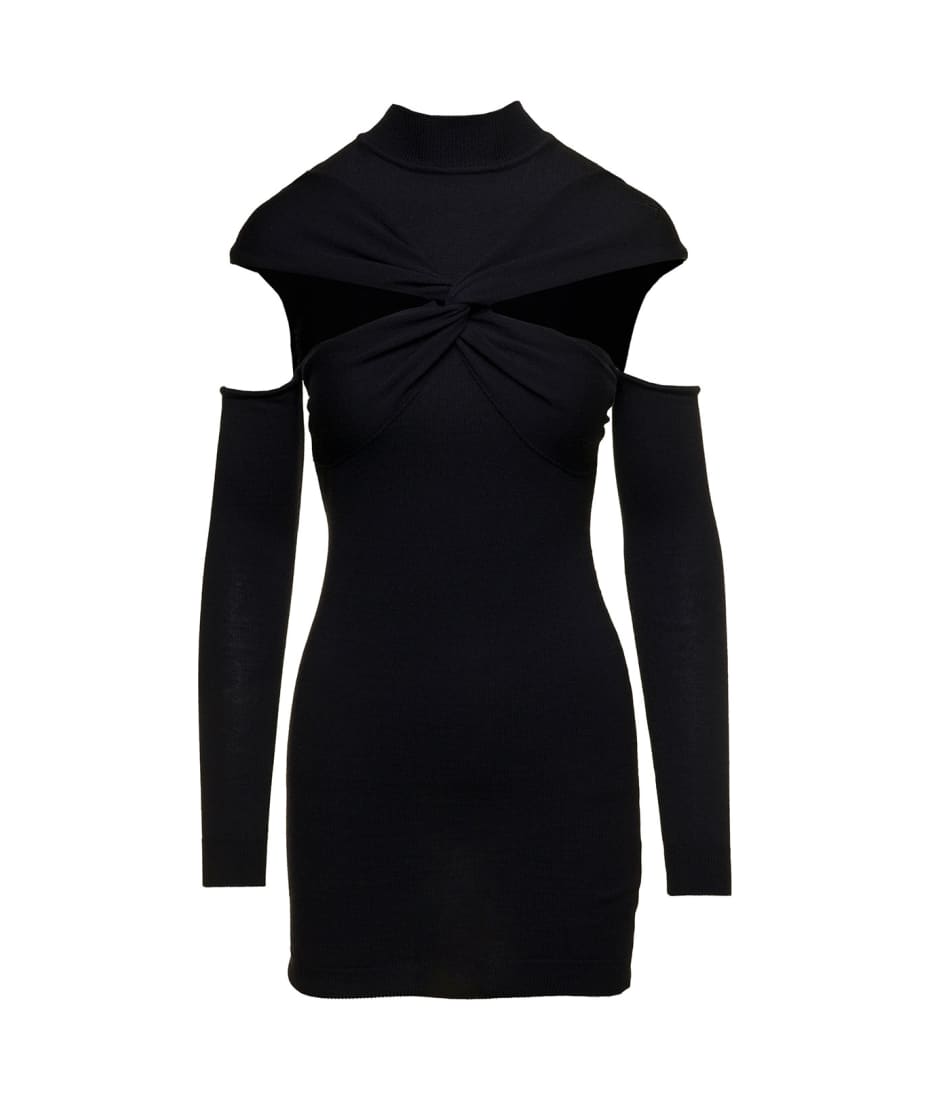 Coperni Mini Black Dress With Mock Neck And Twisted Cut-out In Wool Woman | italist, ALWAYS LIKE A SALE Coperni Mini Black Dress With Mock Neck And Twisted Cut-out In Wool Woman | italist, ALWAYS LIKE A SALE