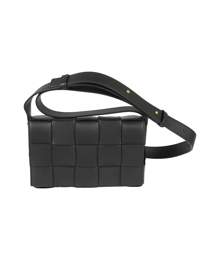 Bottega Veneta Nero Intrecciato Nappa Small Shoulder Bag in Black