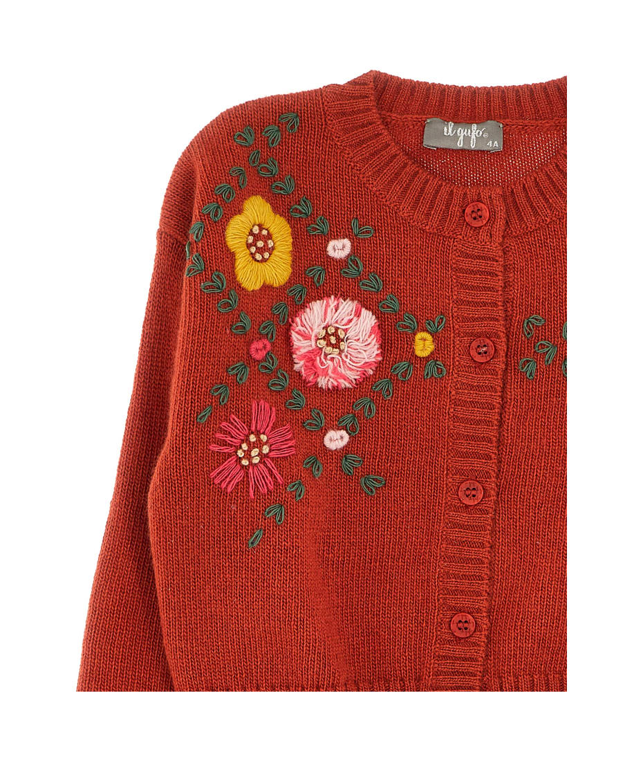 Embroidered Virgin Wool Sweater in Red - Il Gufo