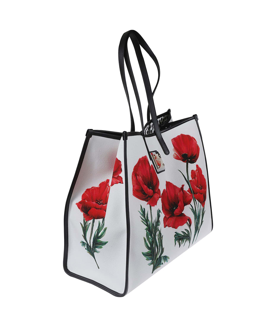 Dolce & Gabbana Floral Canvas Shopping Tote - Multicolor