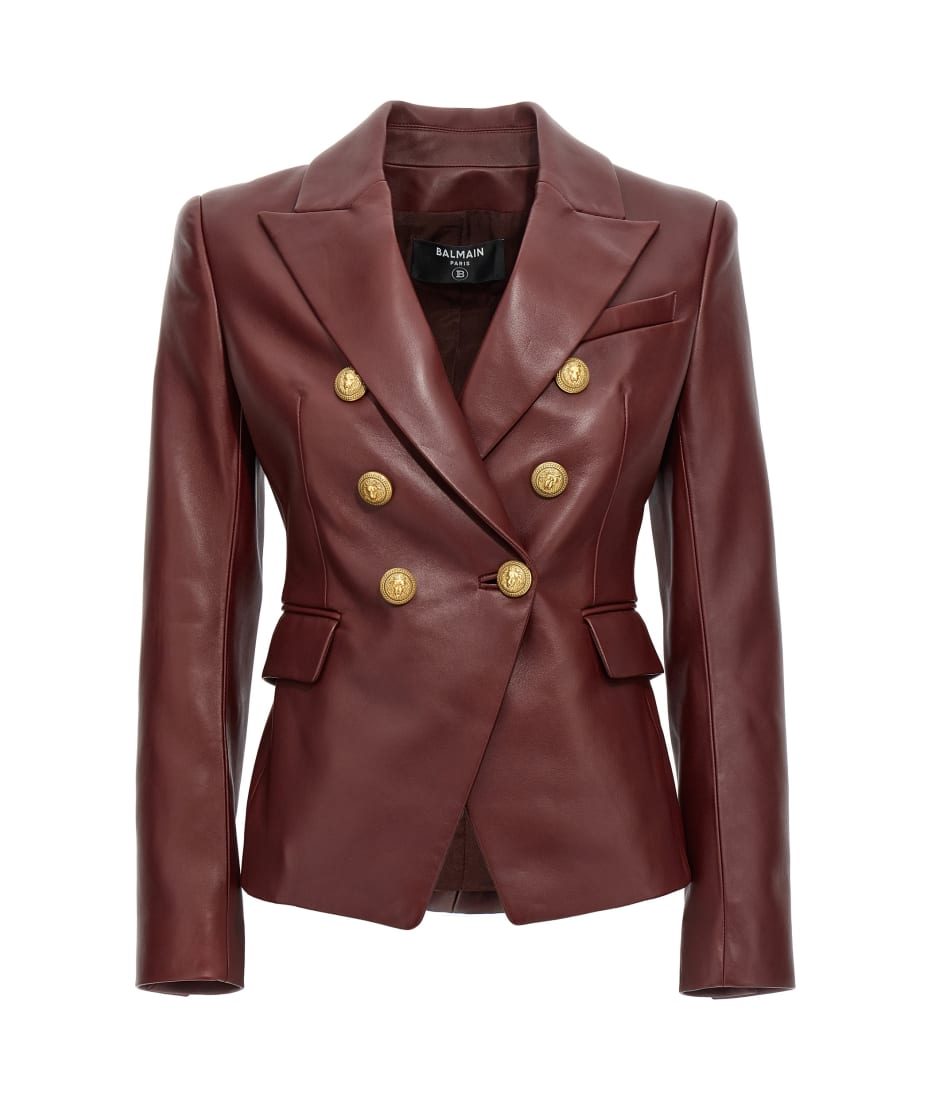 Balmain Double-breasted Leather Blazer | italist 