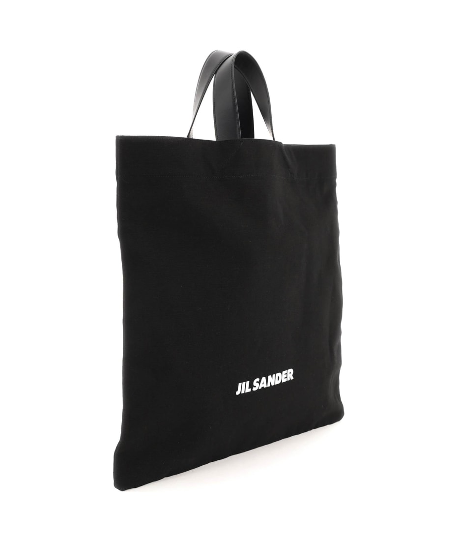 【送料&関税込】Jil Sander Black Canvas Shopping Bag - Unise Jil Sander Black Canvas Shopping Bag | italist