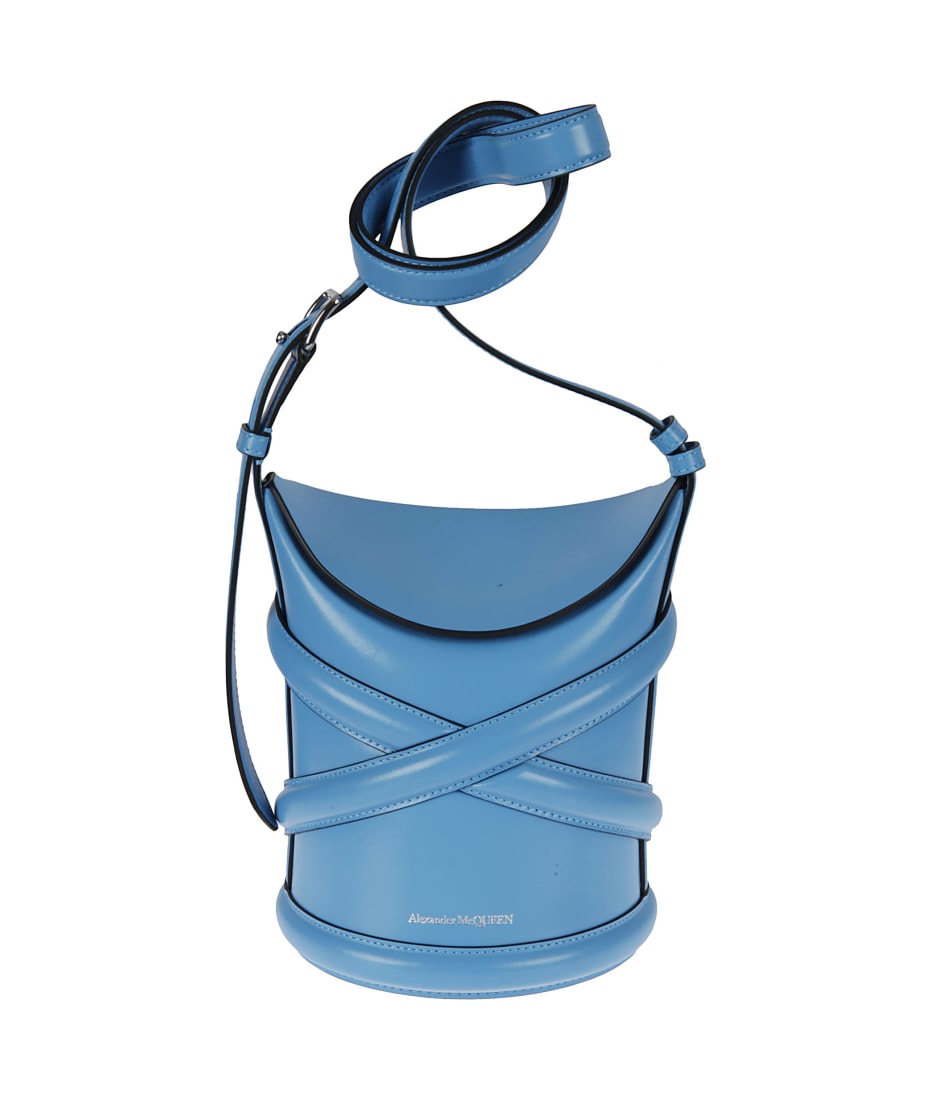 Alexander McQueen The Curve Mini Bucket Bag Cerulean