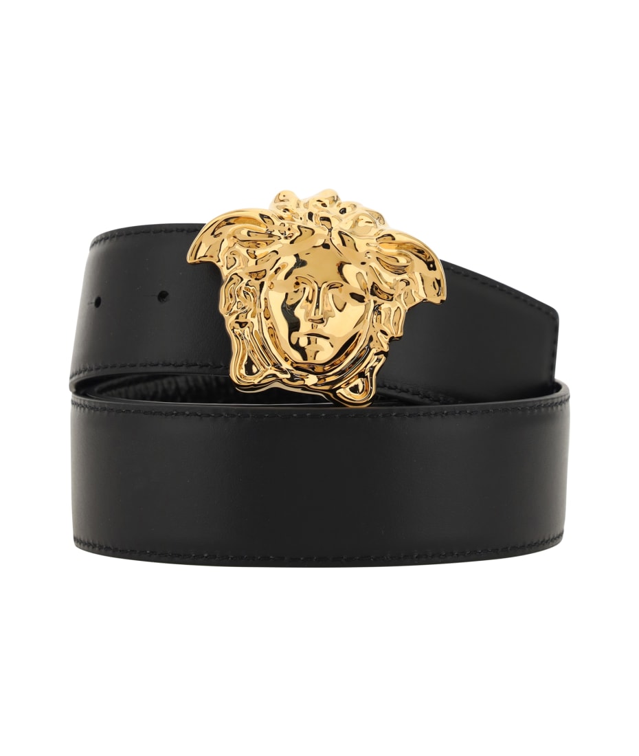 Shop VERSACE 2022-23FW Belts (10038731A048461B00R, 10038731A04846 1B00R,  10038731A04846, 10038 731A04846 1B00R, 10038 731A04846, BLACK LEATHER BELT)  by CiaoItalia