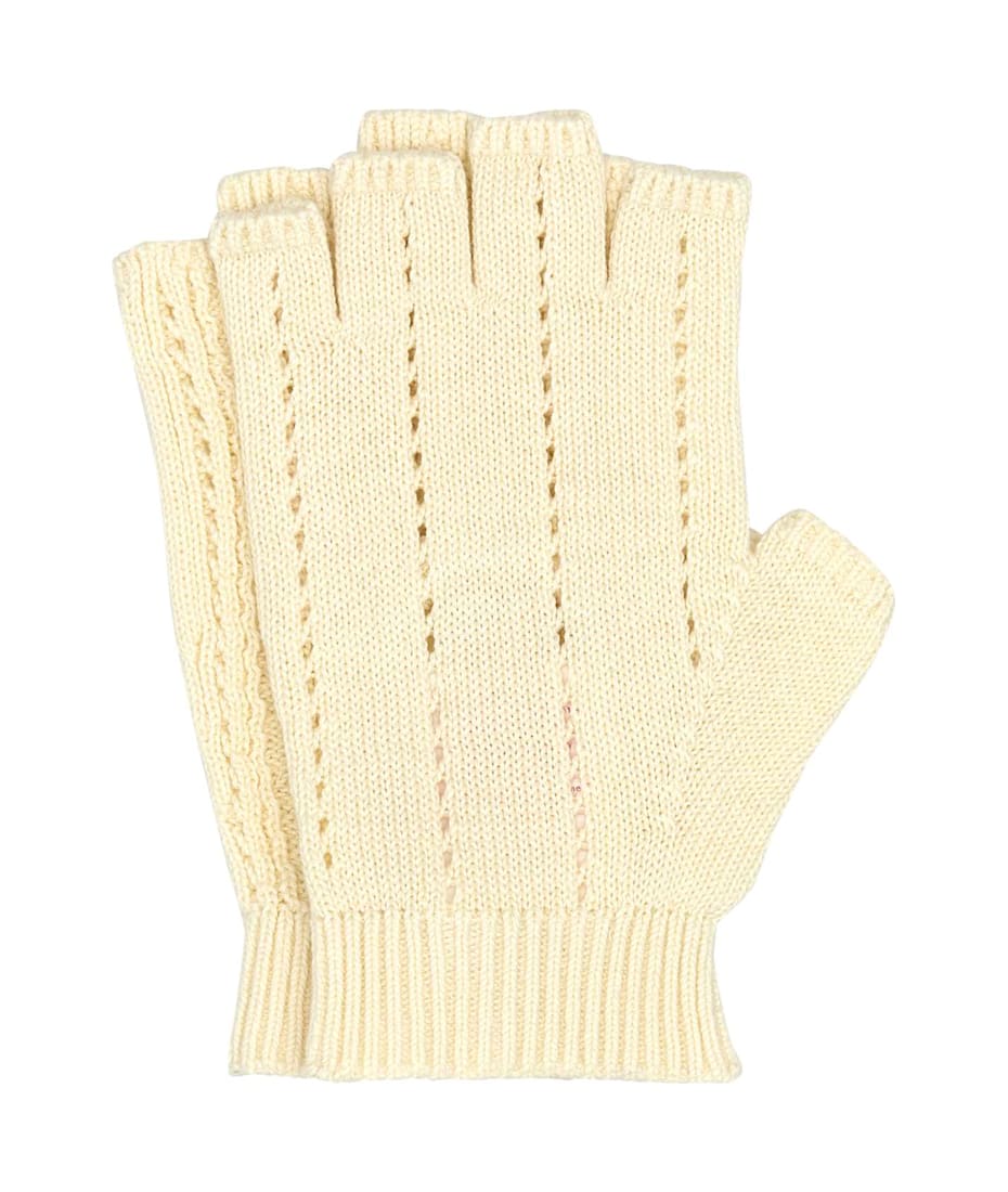 手袋 VALENTINO GARAVANI White Cotton Blend Fingerless Gloves Valentino Garavani White Cotton Blend Fingerless Gloves