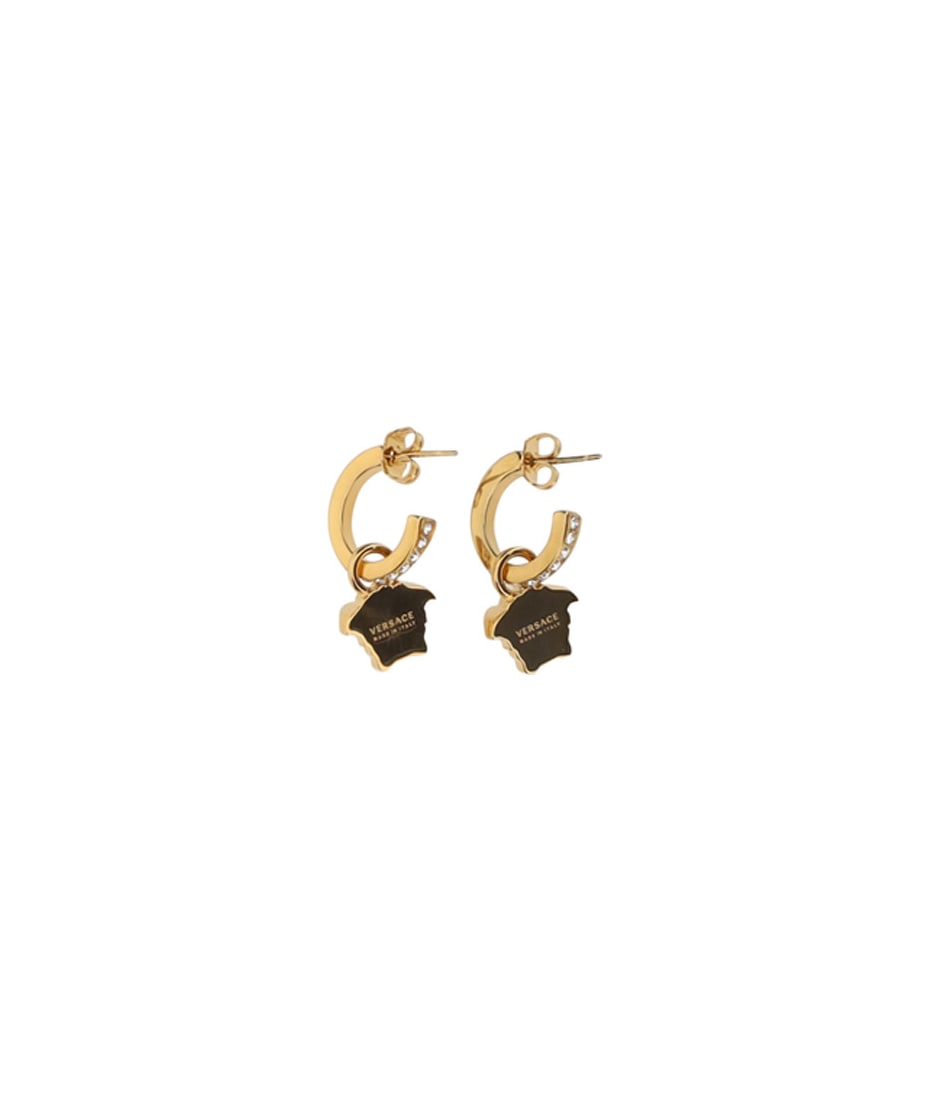 Versace V Logo Earrings in Metallic