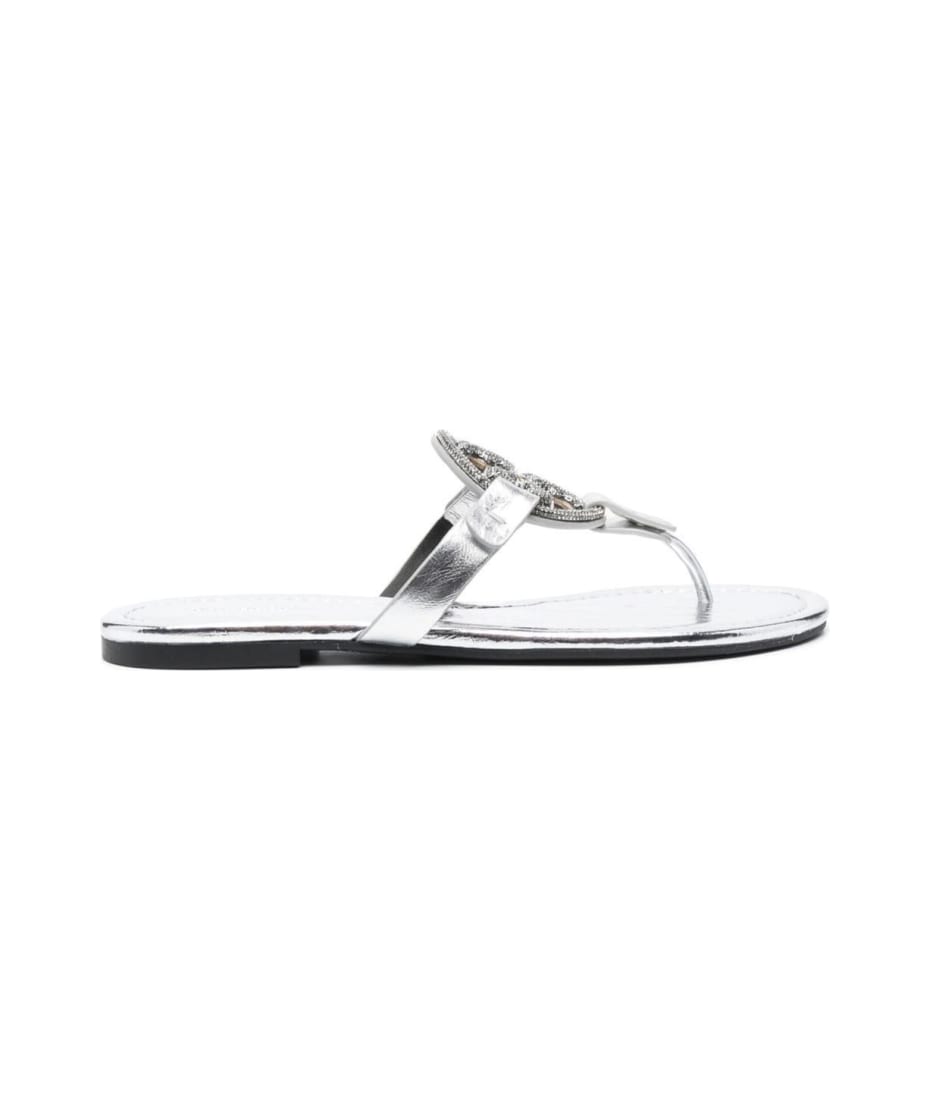 miller' Silver-tone Thong Sandal With Crystal Embellished Logo In Metallic  Leather Woman Tory Burch | italist, ALWAYS LIKE A SALE