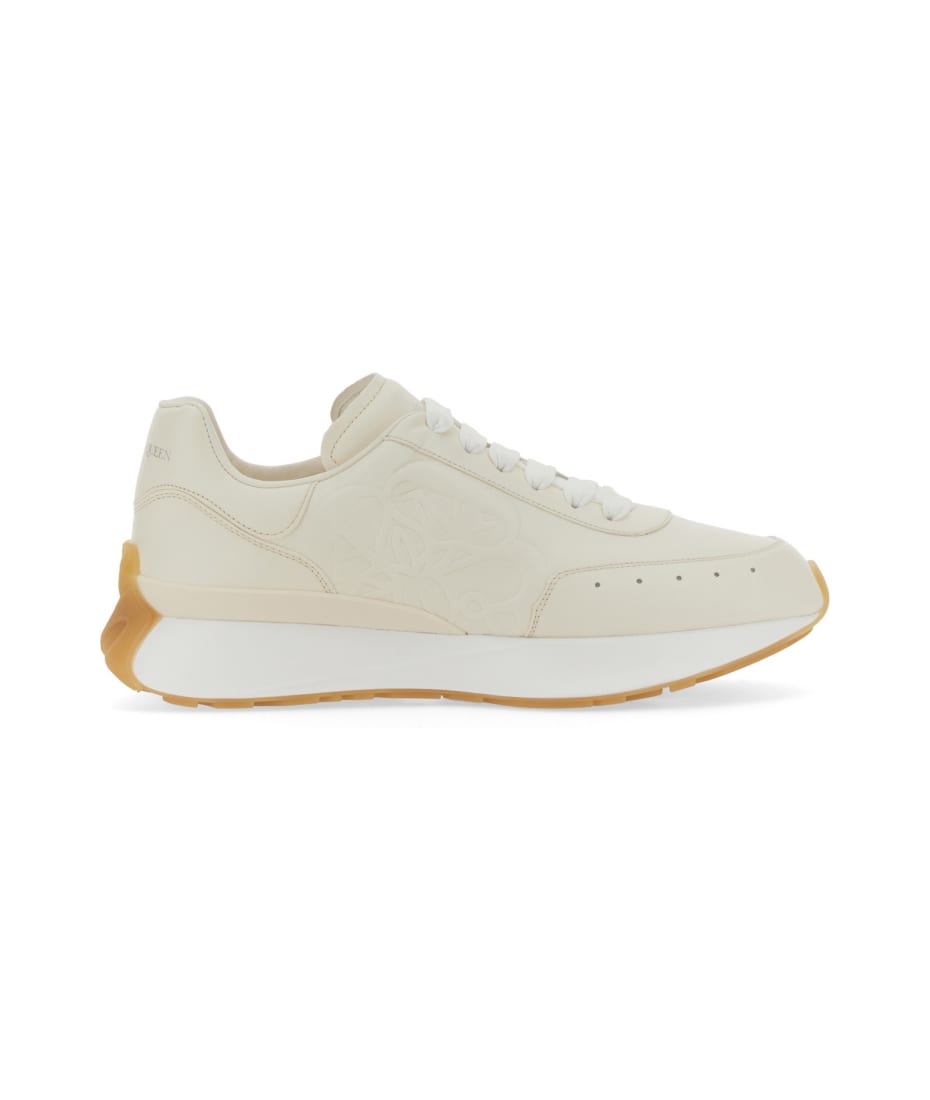 ALEXANDER MCQUEEN: sneakers in nappa with embossed logo - White