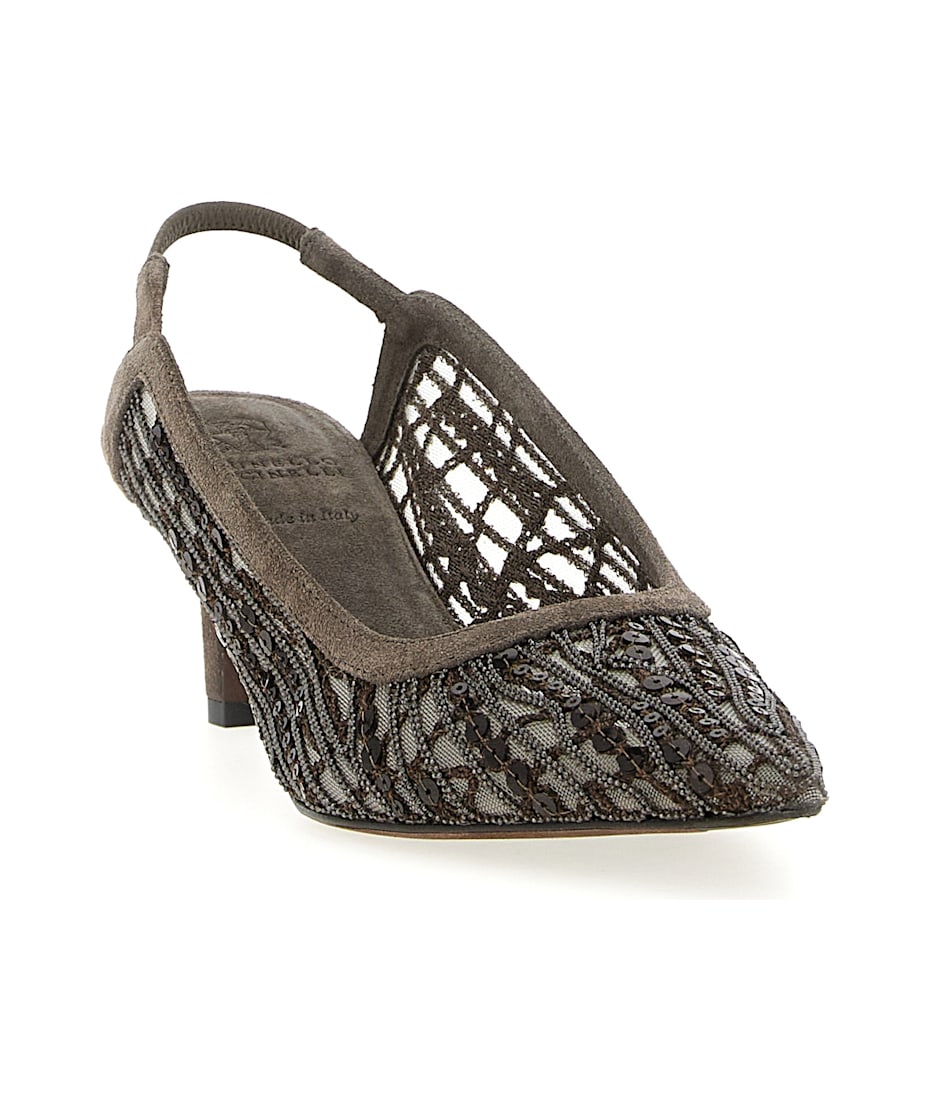 パンプス Brunello cucinelli 'City Glistening Abstract Embroidery' Brunello Cucinelli Glistening Abstract Embroidery City Pumps