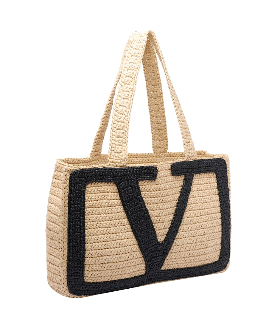 トートバッグ Valentino Garavani Viva Superstar Crochet small natural/blac Valentino Garavani Viva Superstar Crochet small natural