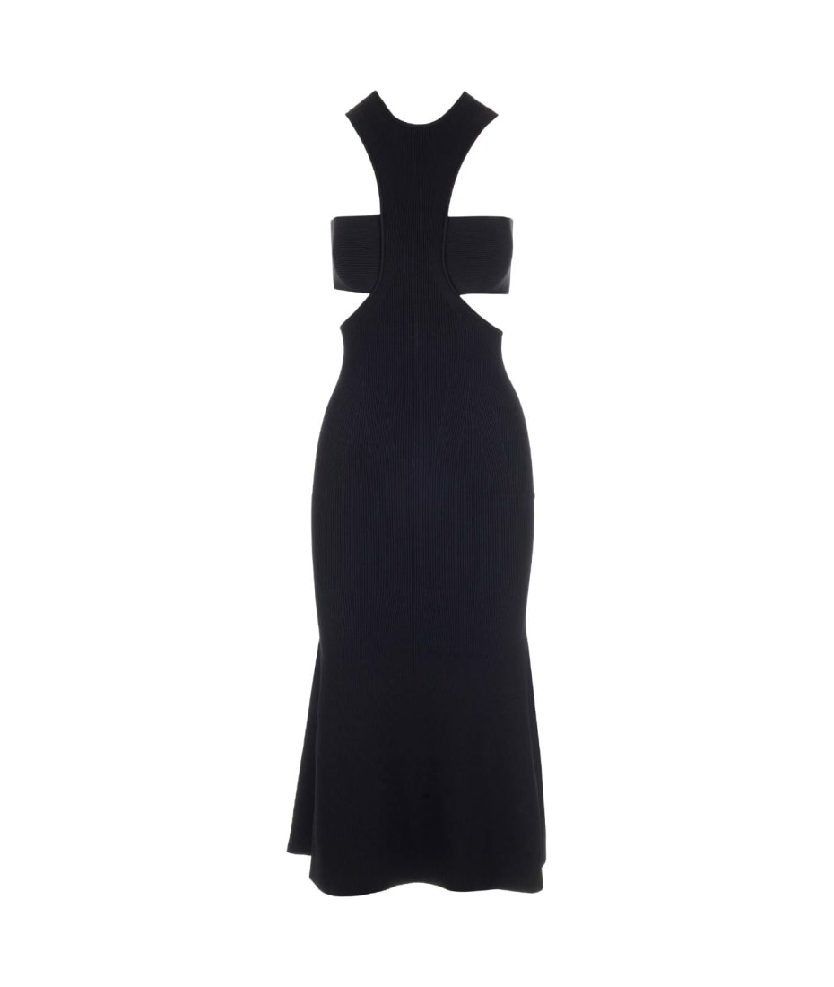 Alexander McQueen Dress With Harness And Cut-out In Black Ribbed Knit | italist, ALWAYS LIKE A SALE Alexander McQueen Dress With Harness And Cut-out In Black Ribbed Knit | italist, ALWAYS LIKE A SALE