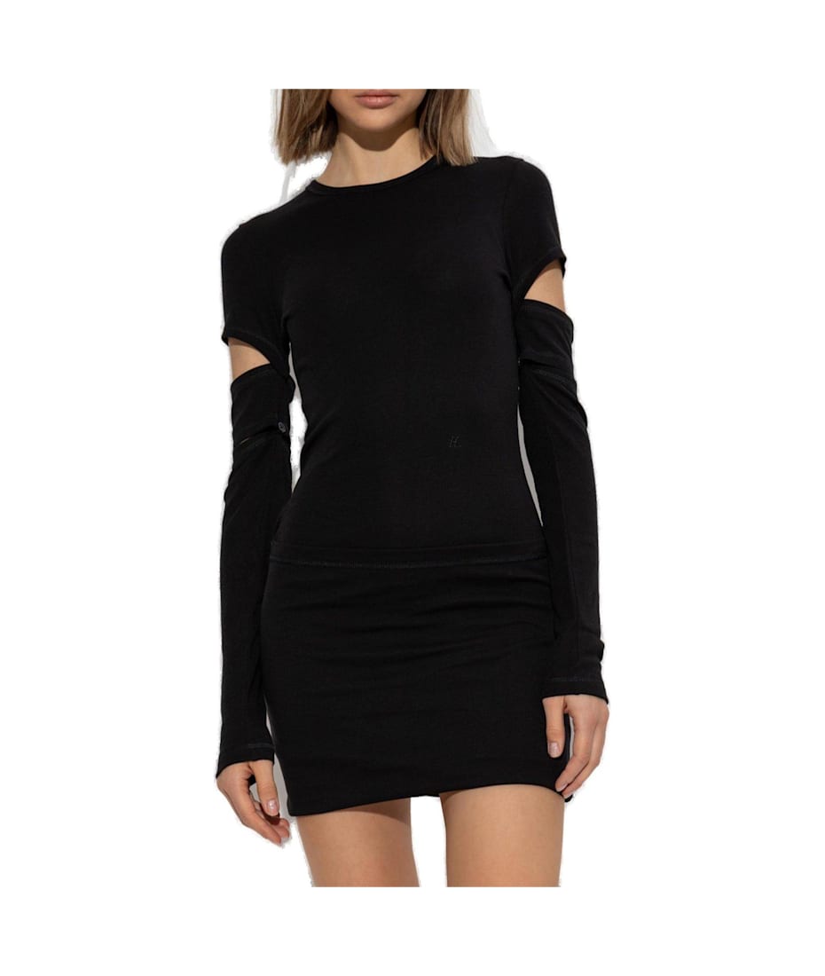 flared sleeve bodycon mini dress Chocolate Long Flared Sleeves Drape Detail Bodycon Mini Dress | Dresses