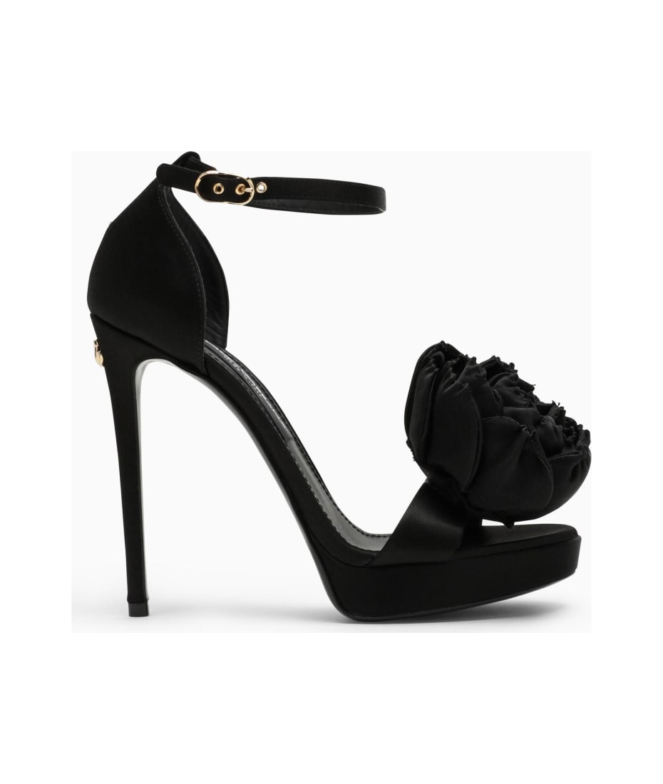 Dolce & Gabbana Black Satin High Sandal | italist