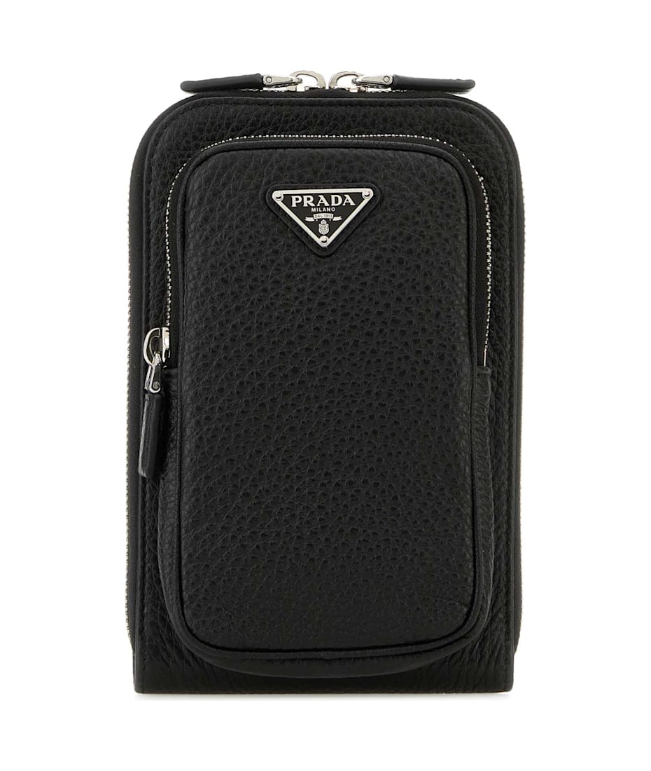 大型セールや時期 Prada Black Leather Phone Case | italist iPhoneアクセサリー