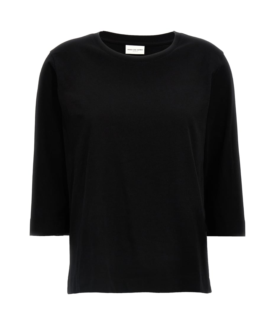Tシャツ・カットソー DRIES VAN NOTEN Black Cotton Hubbot T-Shirt s-l1200.jpg