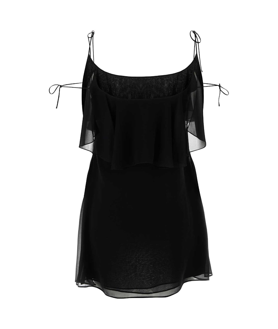 SAINT LAURENT★素敵！Black Silk Heart ette Short Dress Saint Laurent Silk Short Sleeve Mini Dress women - Glamood