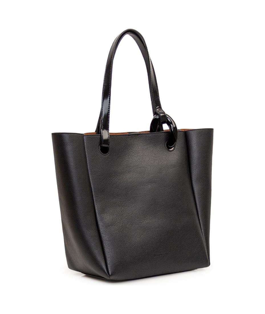 トートバッグ J W ANDERSON BLACK LEATHER JWA CORNER SHOPPING BAG J.W. Anderson Black Leather Jwa Corner Shopping Bag