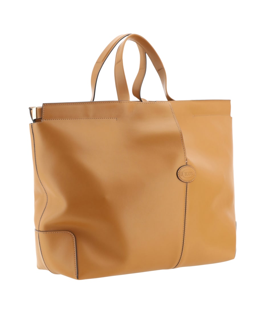 【関税込み】TOD'S Tod's Di Bag Folio' shopping bag Woman BROWN Tod's Di Bag Folio in Leather Medium