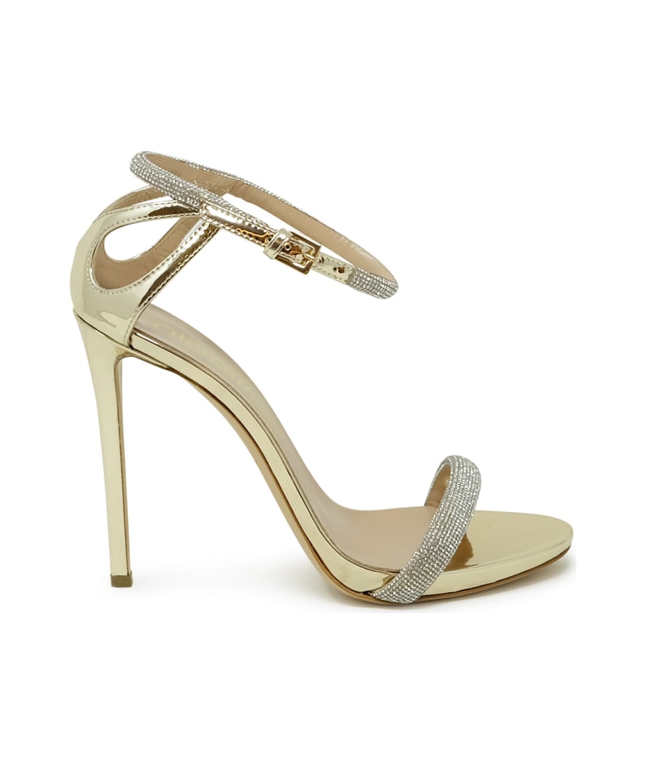 【関税込み】Ninalilou Sandals Ninalilou Gold Leather Sandals With Swarovski | italist