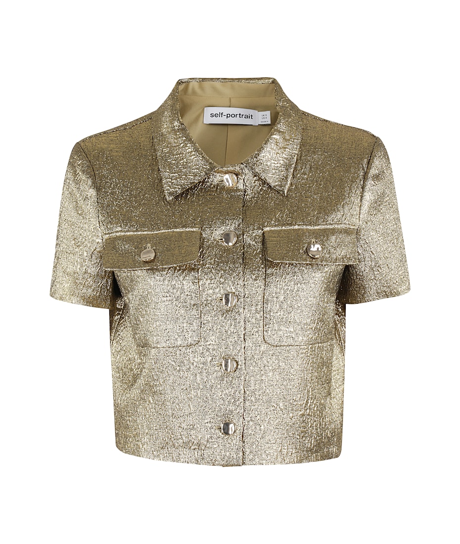 【送料&関税込】self-portrait Gold llic Jacquard Top self-portrait Gold Metallic Jacquard Top | italist