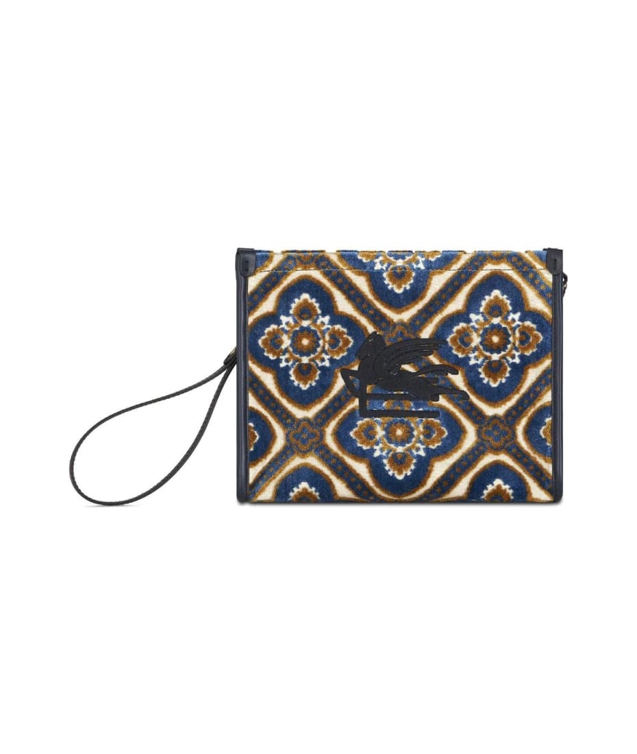 Etro Logo-embroidered Top Handle Bag in Blue