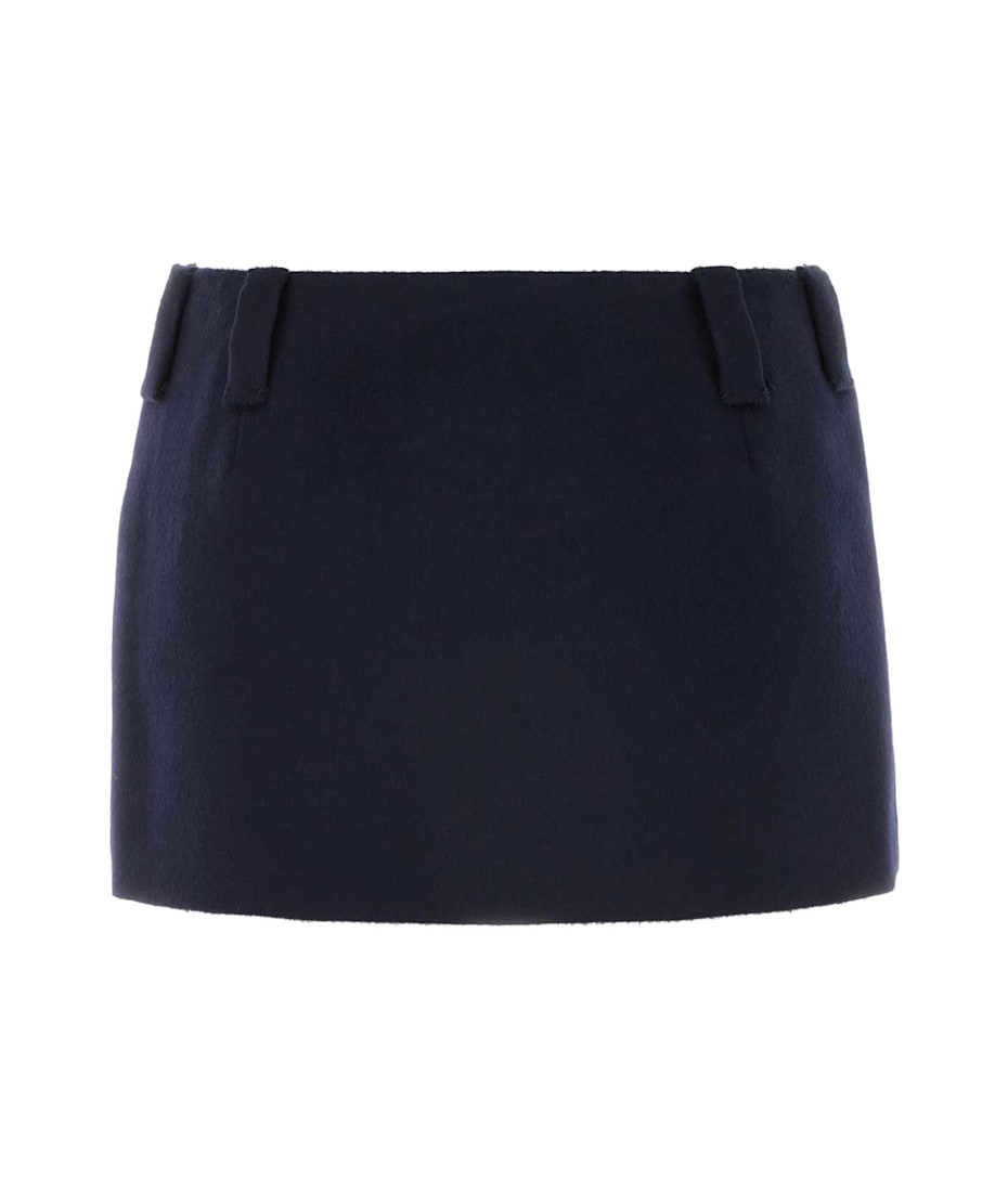 【関税&送料込】Miu Miu Midnight Blue Wool Blend Mini Skirt Miu Miu Midnight Blue Wool Blend Mini Skirt | italist