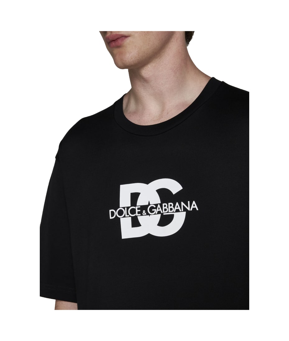 関税込Dolce & Gabbana ロゴ Tシャツ ブラックのメンズ Tシャツ コットンインターロック DGロゴ