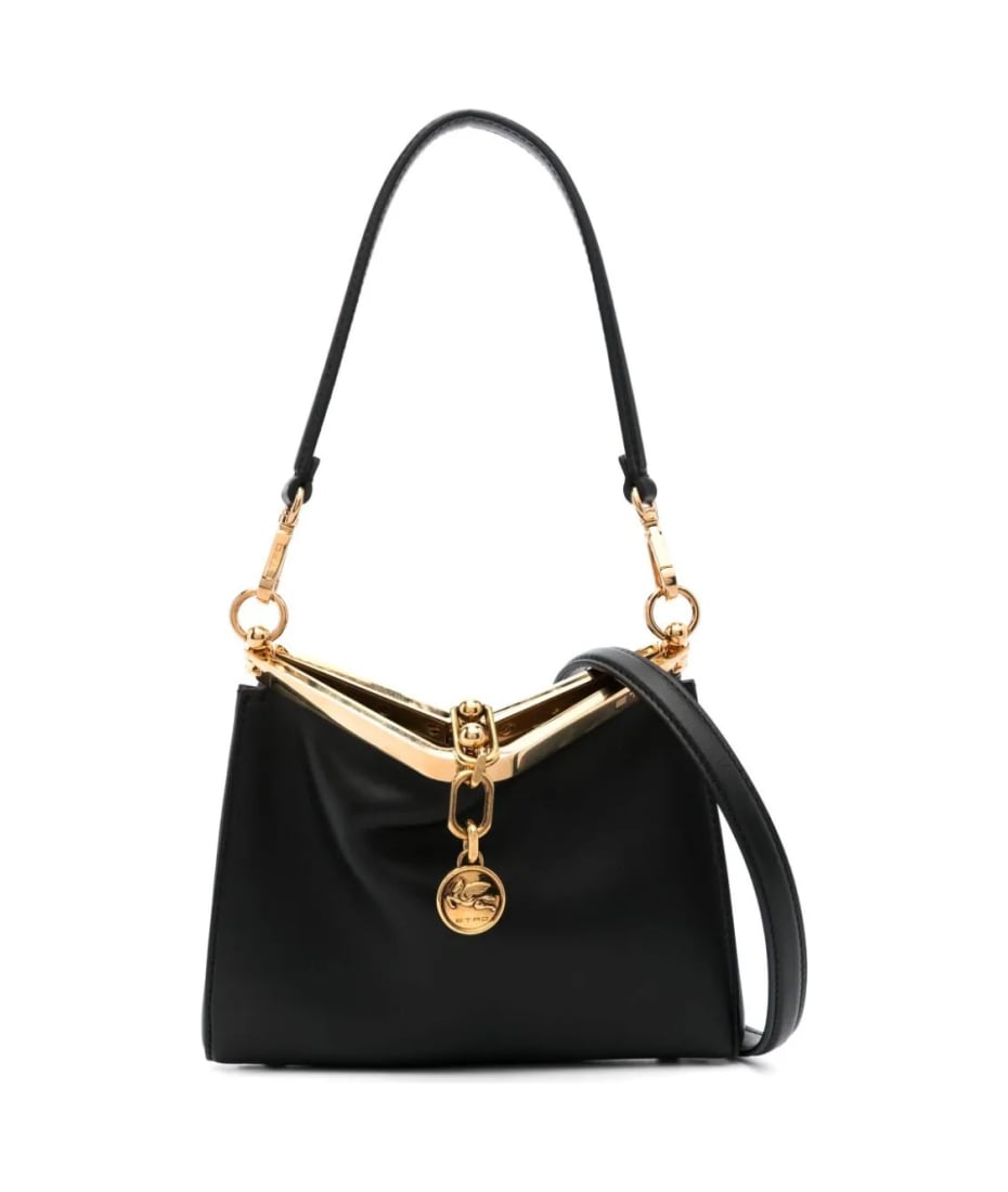 ETRO ミディアム レザーショルダーバッグ ブラック Etro Black Leather Bag | italist