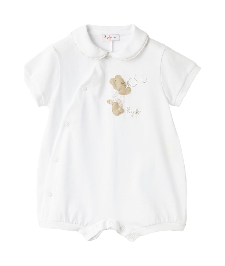 Il Gufo bear-patch pyjamas - White