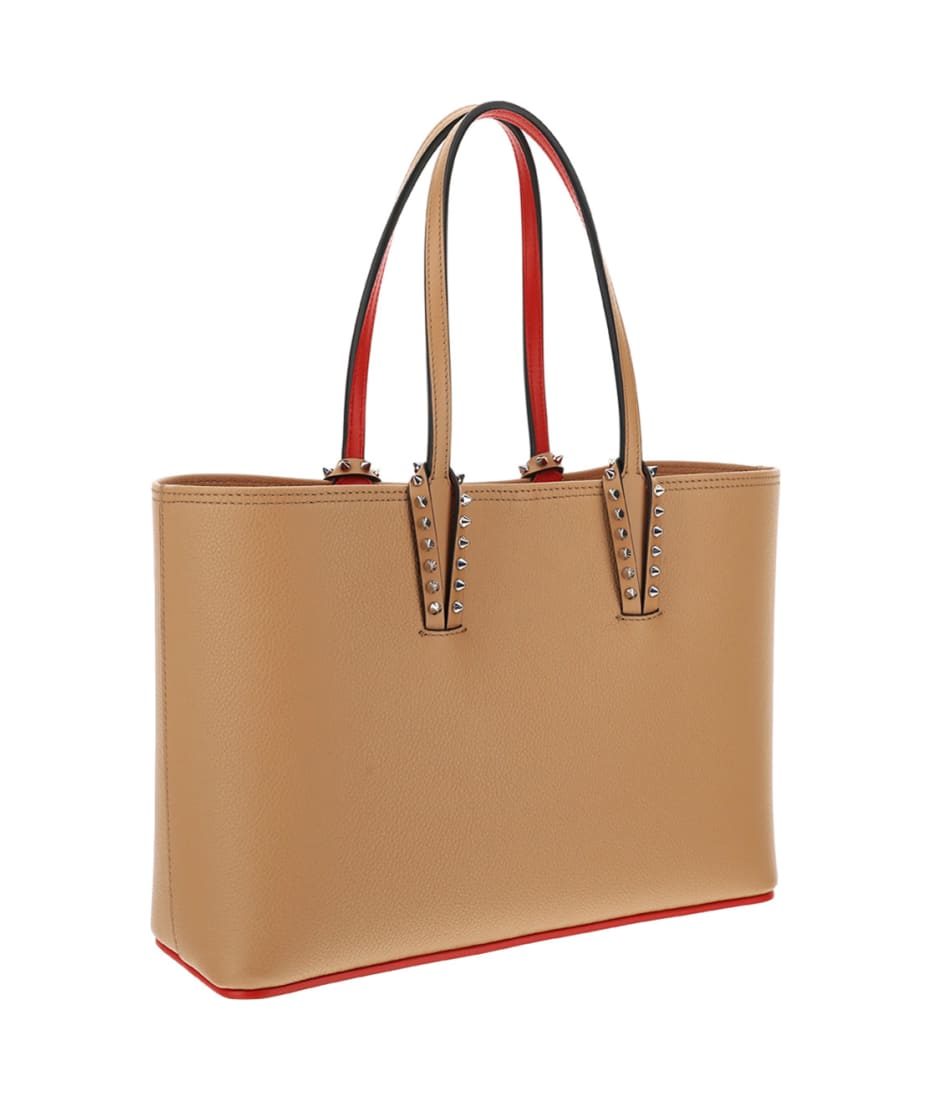 Cabata small - Tote bag - Calf leather and spikes - Black - Christian  Louboutin